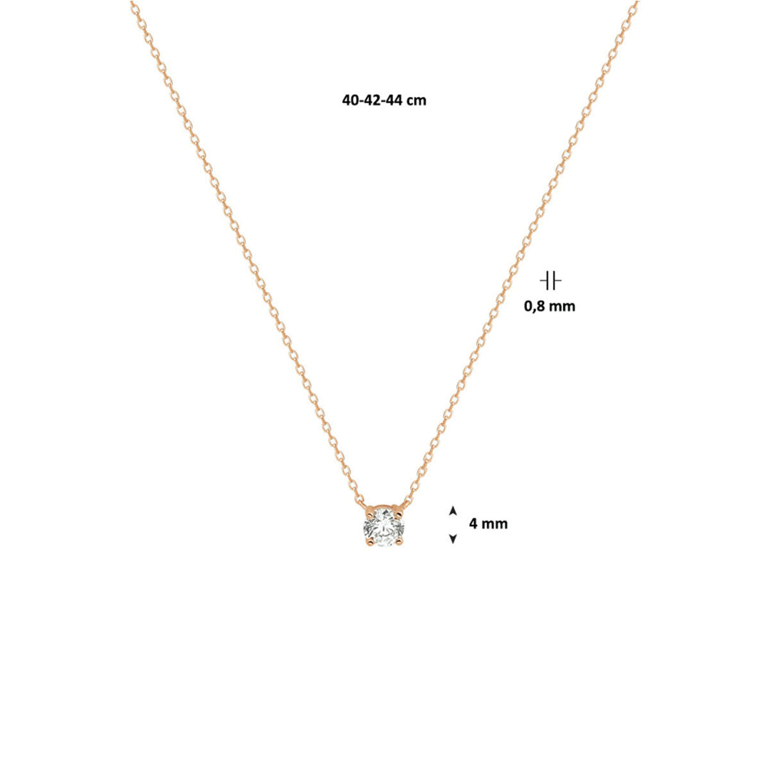 collier zirkonia 40 - 42 - 44 cm 14K roségoud