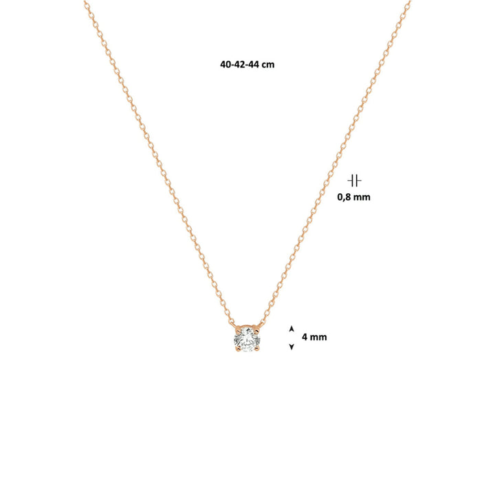 collier zirkonia 40 - 42 - 44 cm 14K roségoud