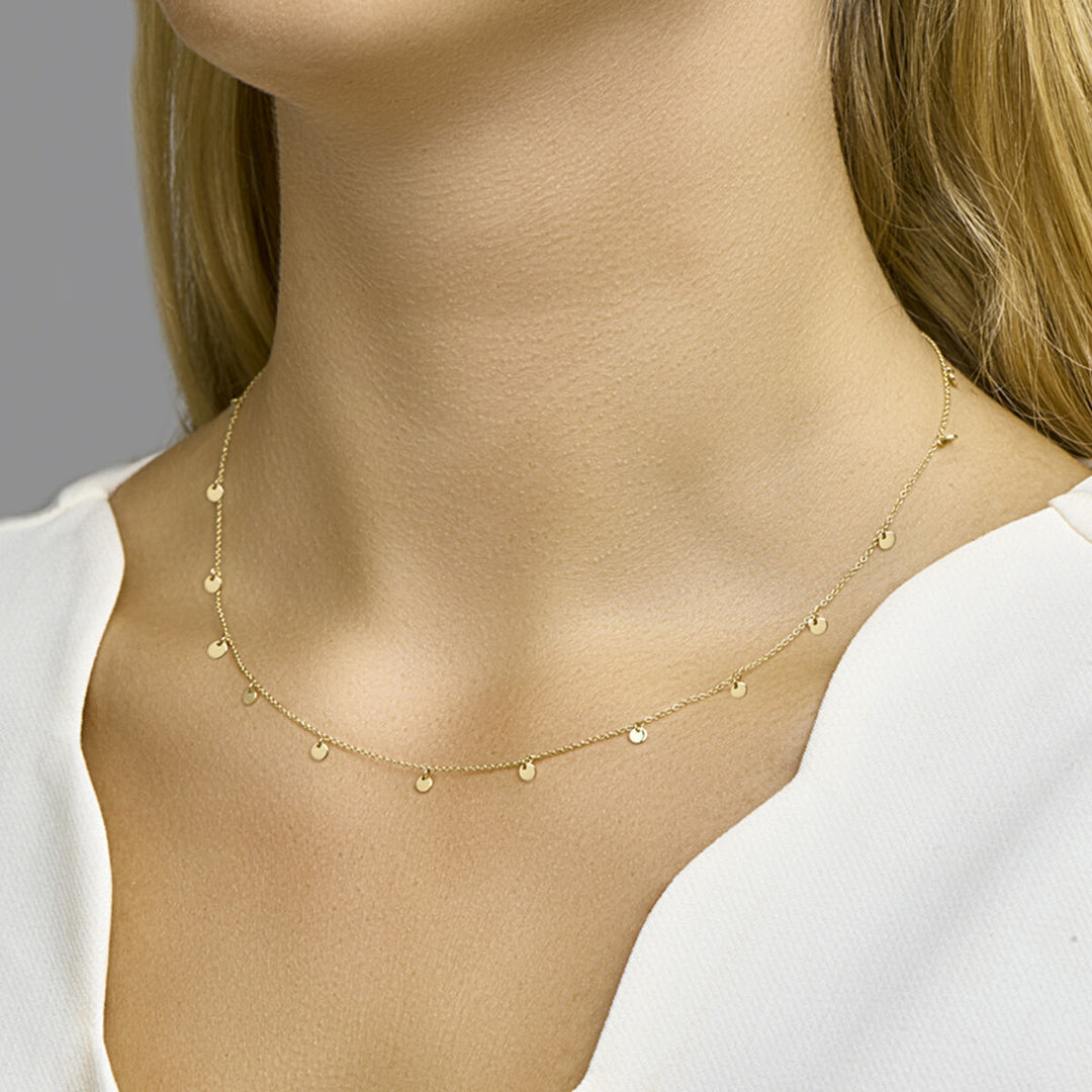 Gold ladies necklace circles 14K