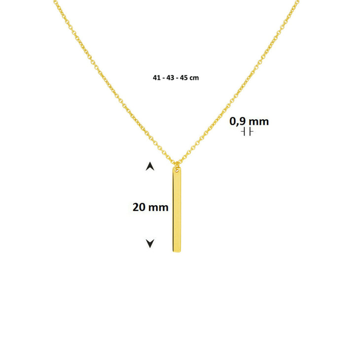 necklace bar 41 - 43 - 45 cm 14K yellow gold