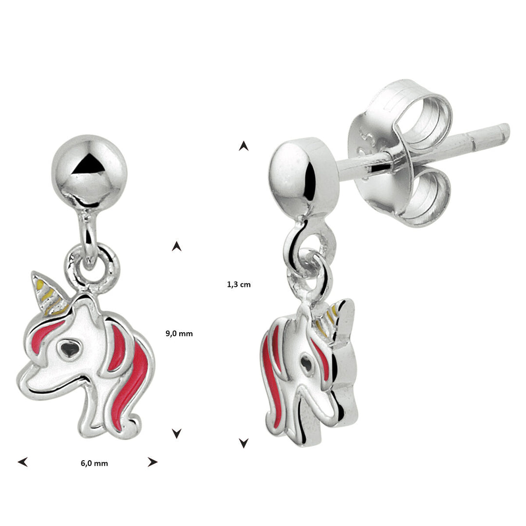 unicorn silver rhodium plated earrings