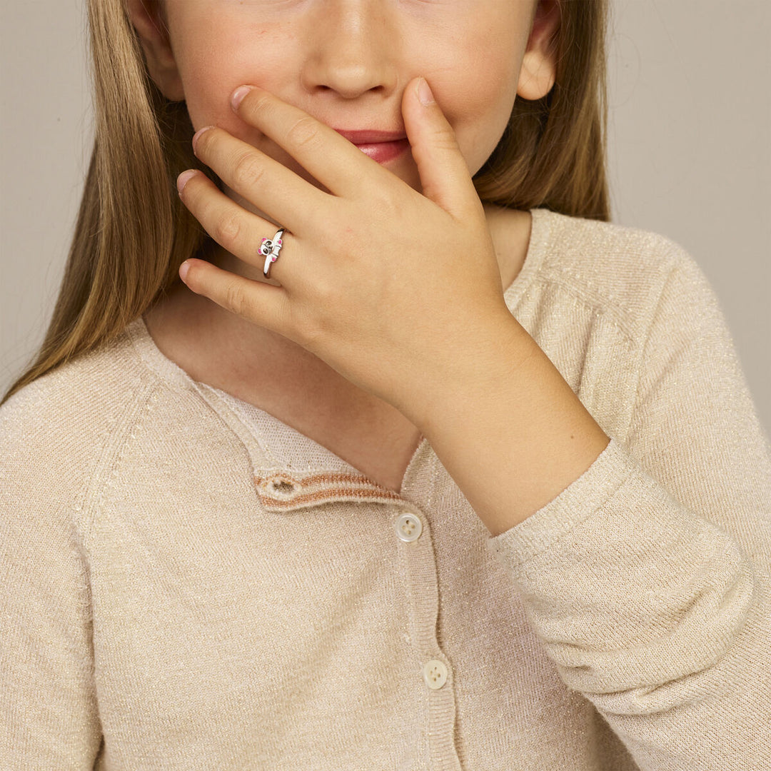 ring panda silver rhodium plated