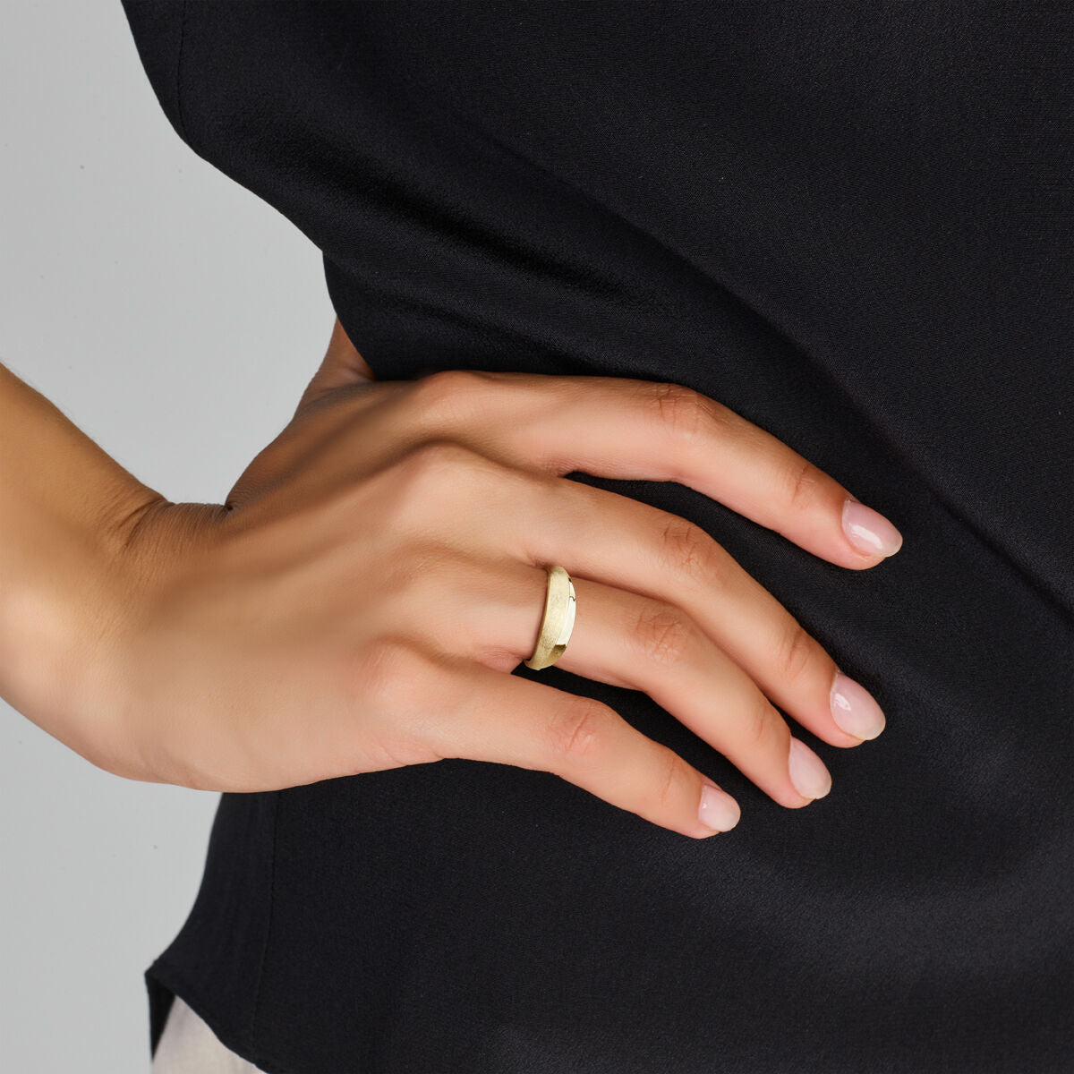 ring poli/mat 14K geelgoud