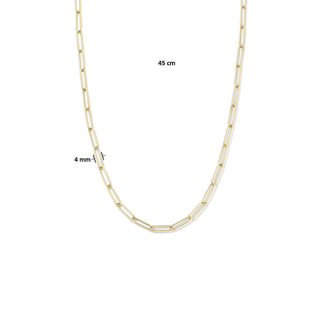 necklace paper clip round tube 4.0 mm 45 cm with large spring clasp 14K yellow gold