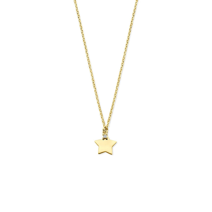14k Geelgouden ketting met ster en zirkonia