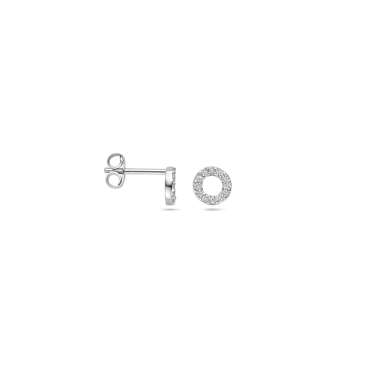 ear studs zirconia silver rhodium plated