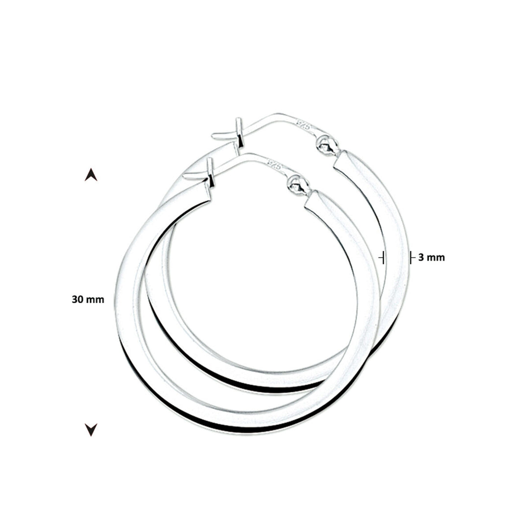 oorringen 3,0 mm vierkante buis zilver wit