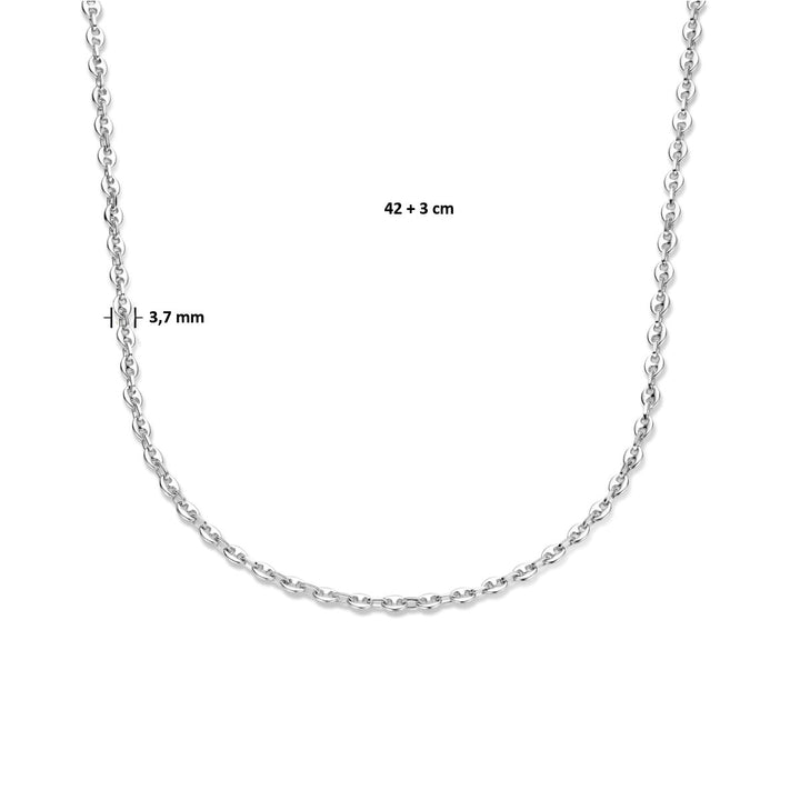 coffee bean necklace 3.7 mm 42 + 3 cm silver rhodium plated