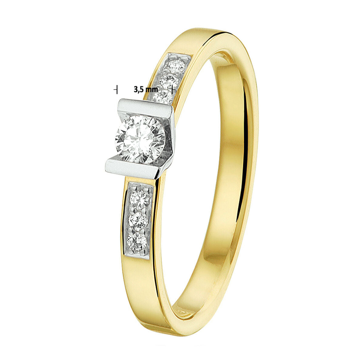 ring diamond 0.20ct h si 14K bicolor gold yellow/white
