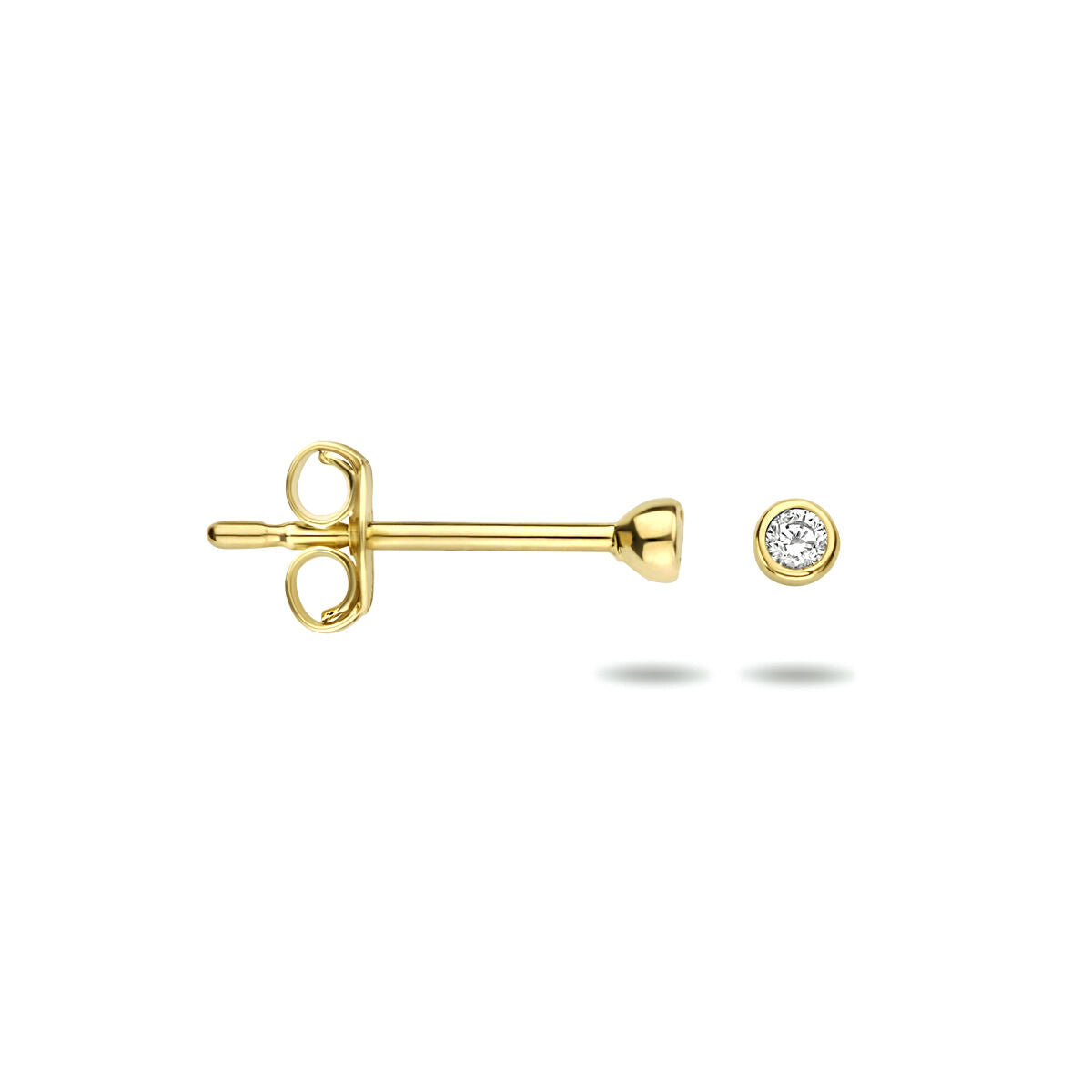 ear studs zirconia 14K yellow gold