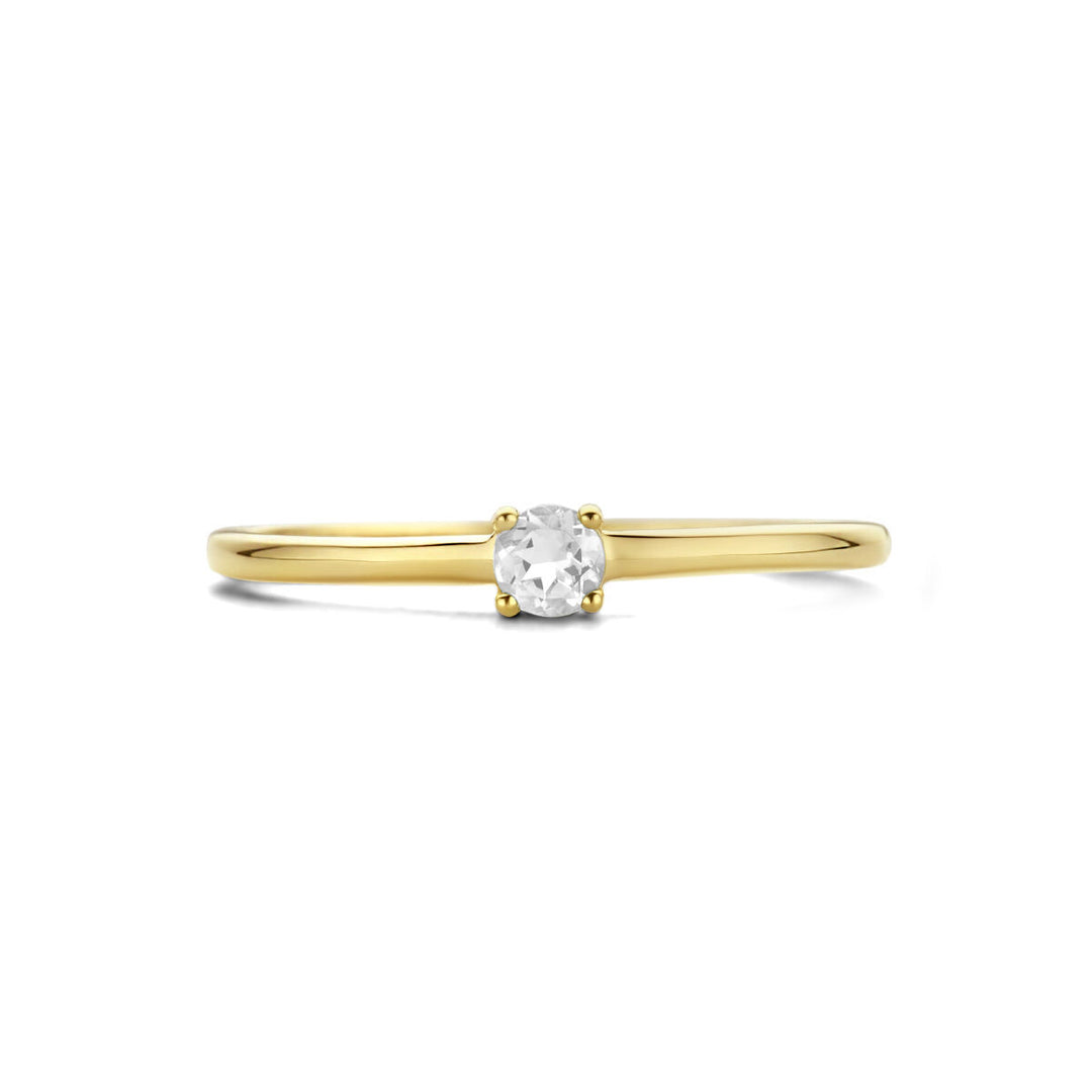 ring with birthstone zirconia April 14K yellow gold