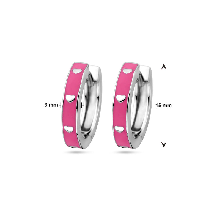 drop earrings pink enamel silver rhodium plated