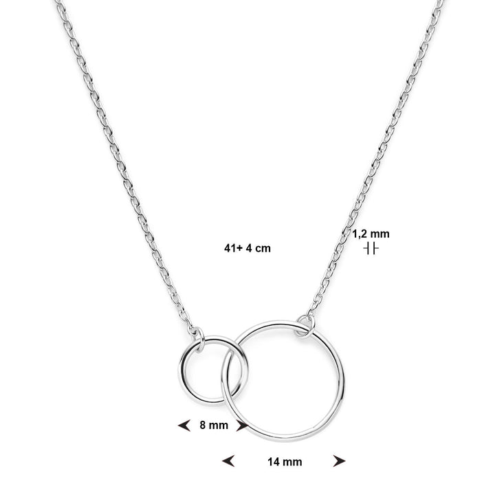 collier rondjes 41 + 4 cm zilver gerhodineerd