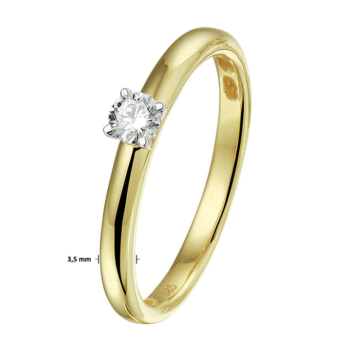 ring diamond 0.15ct h si 14K bicolor gold yellow/white