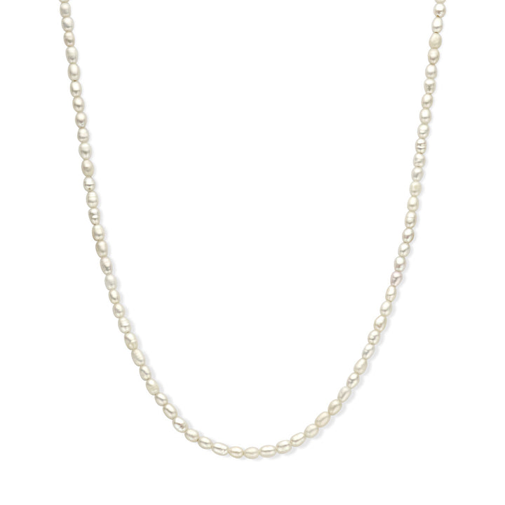 collier parel 3,8 mm 50 + 5 cm zilver gerhodineerd