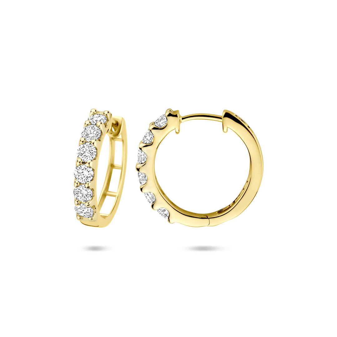 klapoorringen lab grown diamant 1.025ct (2x 0.5125ct) h si 16,5 mm 14K geelgoud