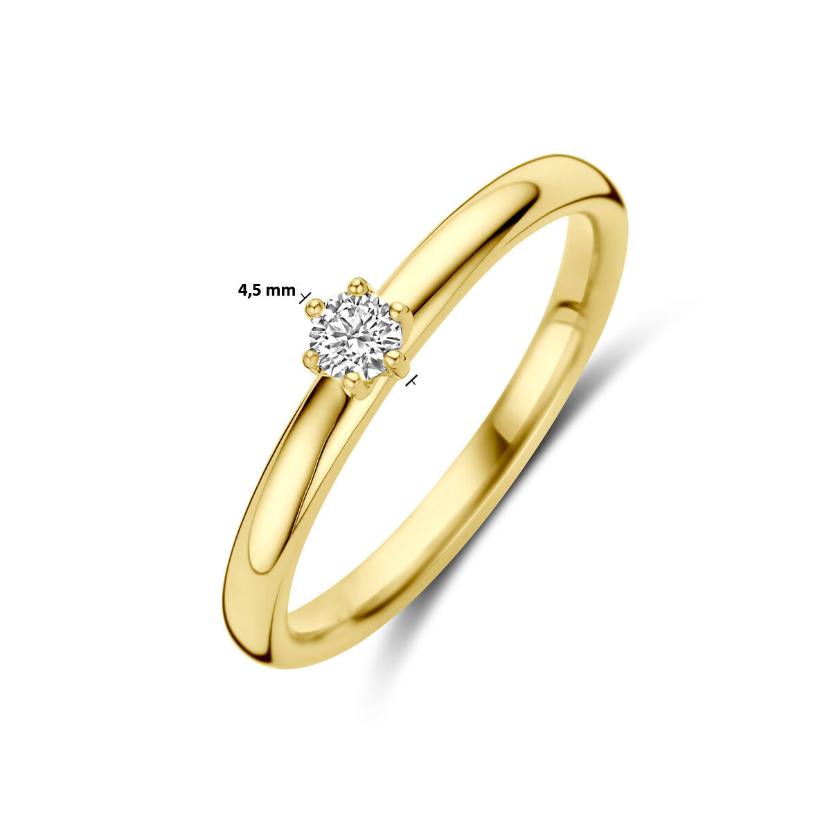 aanzoeksring diamant 0.10ct h si 14K geelgoud