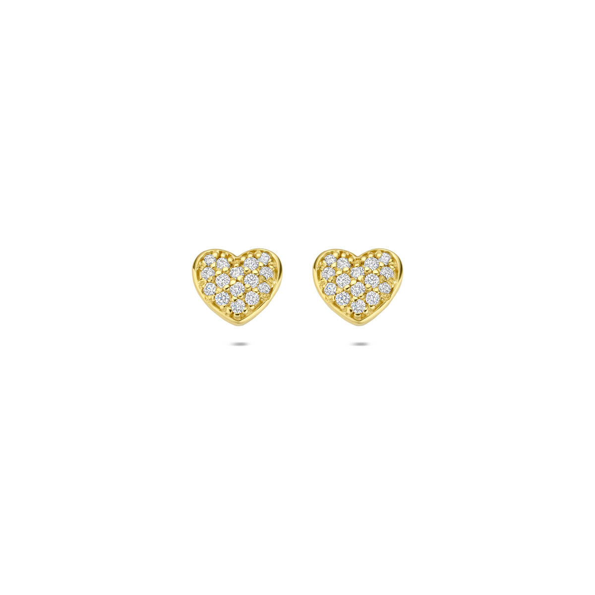 14k Geelgouden oorknopjes met hartje diamant