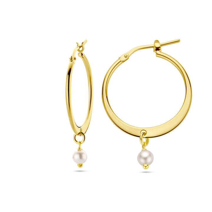 earrings synth. pearl 1 micron silver gold plated (yellow)