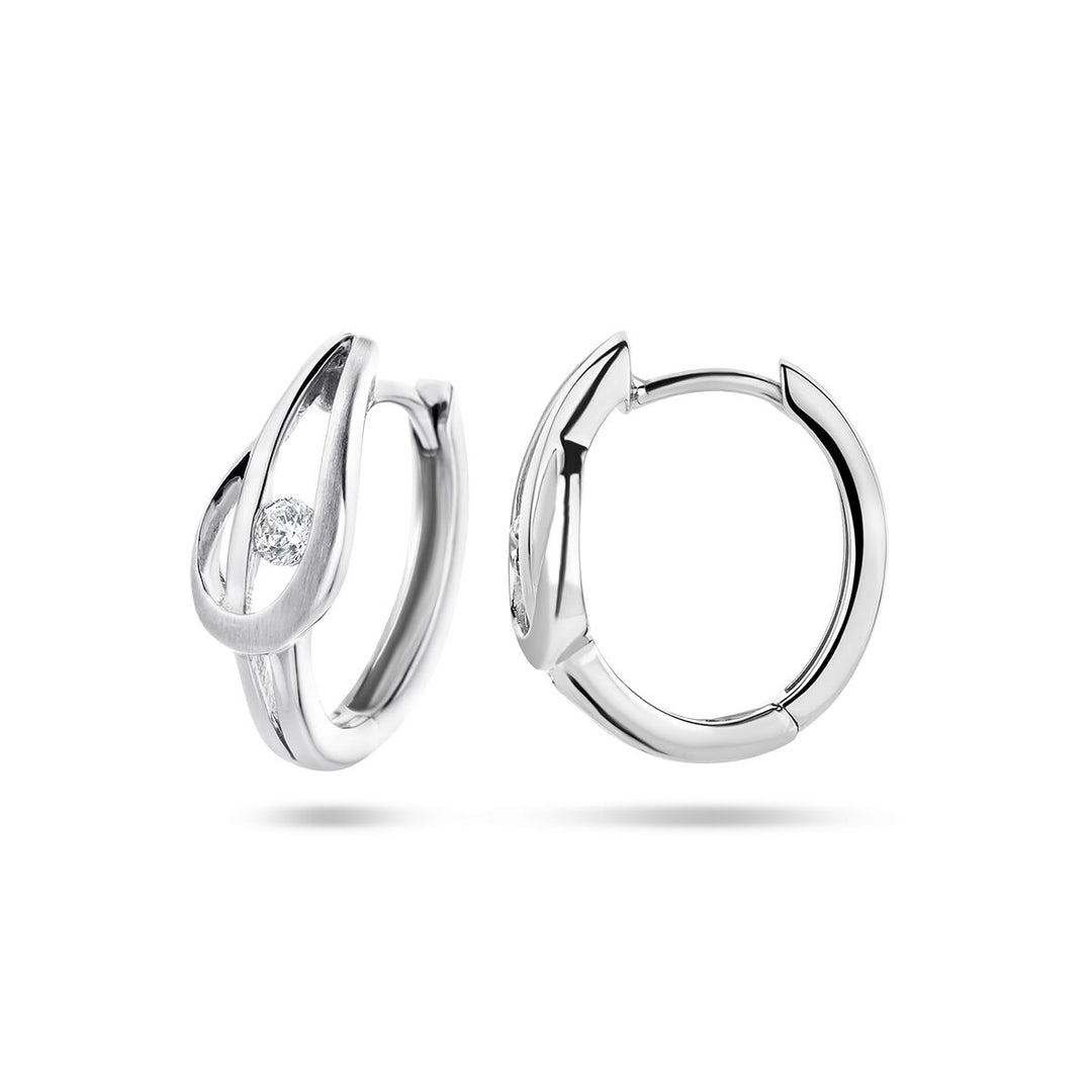 drop earrings zirconia poly/matte silver rhodium plated