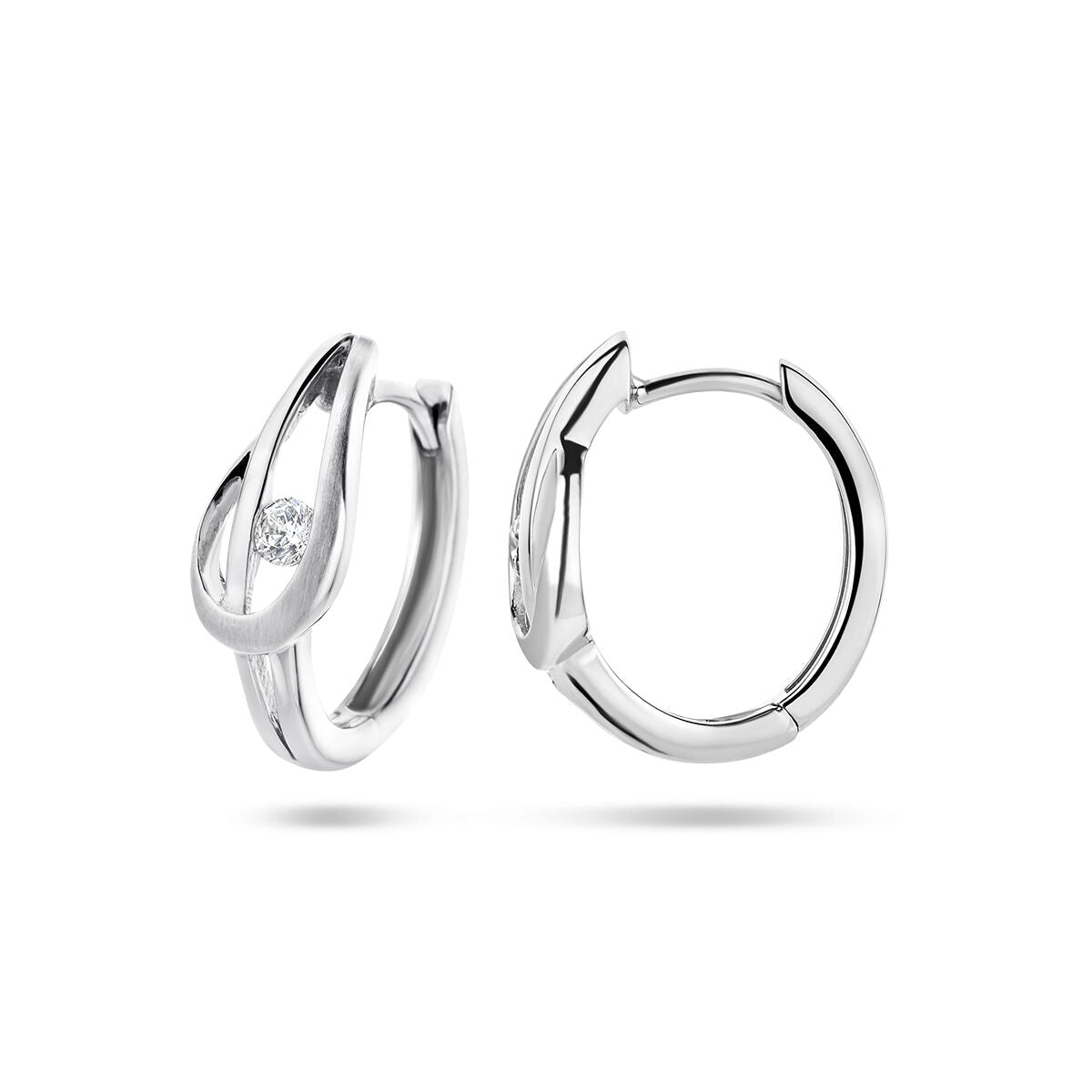 drop earrings zirconia poly/matte silver rhodium plated