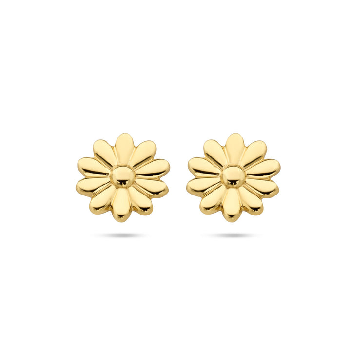 flower stud earrings 14K yellow gold