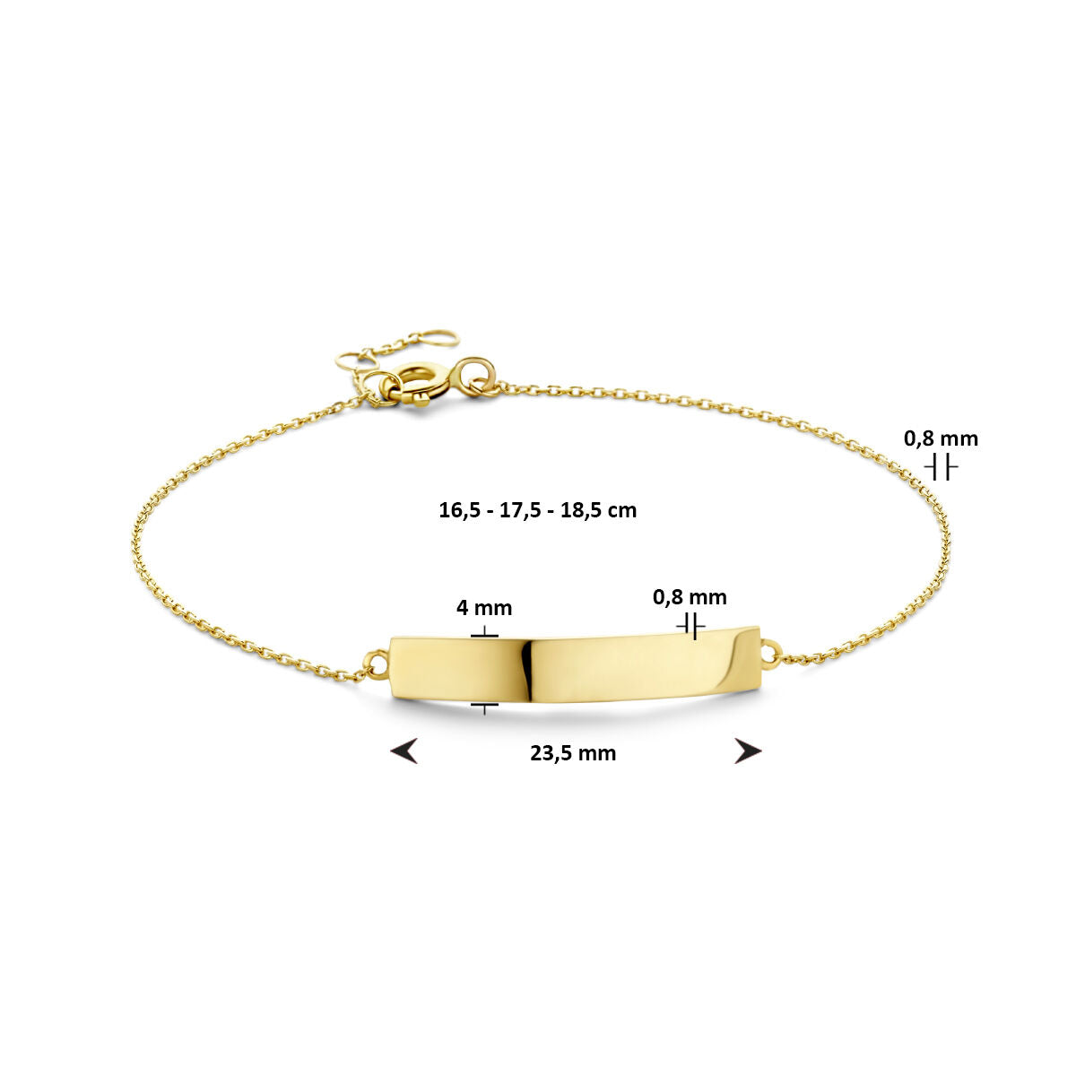 graveerarmband plaat 4,0 mm 16,5 - 17,5 - 18,5 cm 14K geelgoud