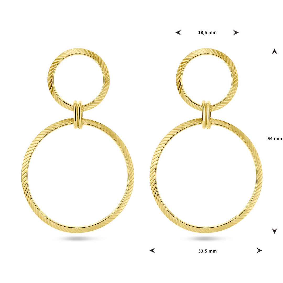 earrings circles diamond-plated 1 micron silver gold-plated (yellow)