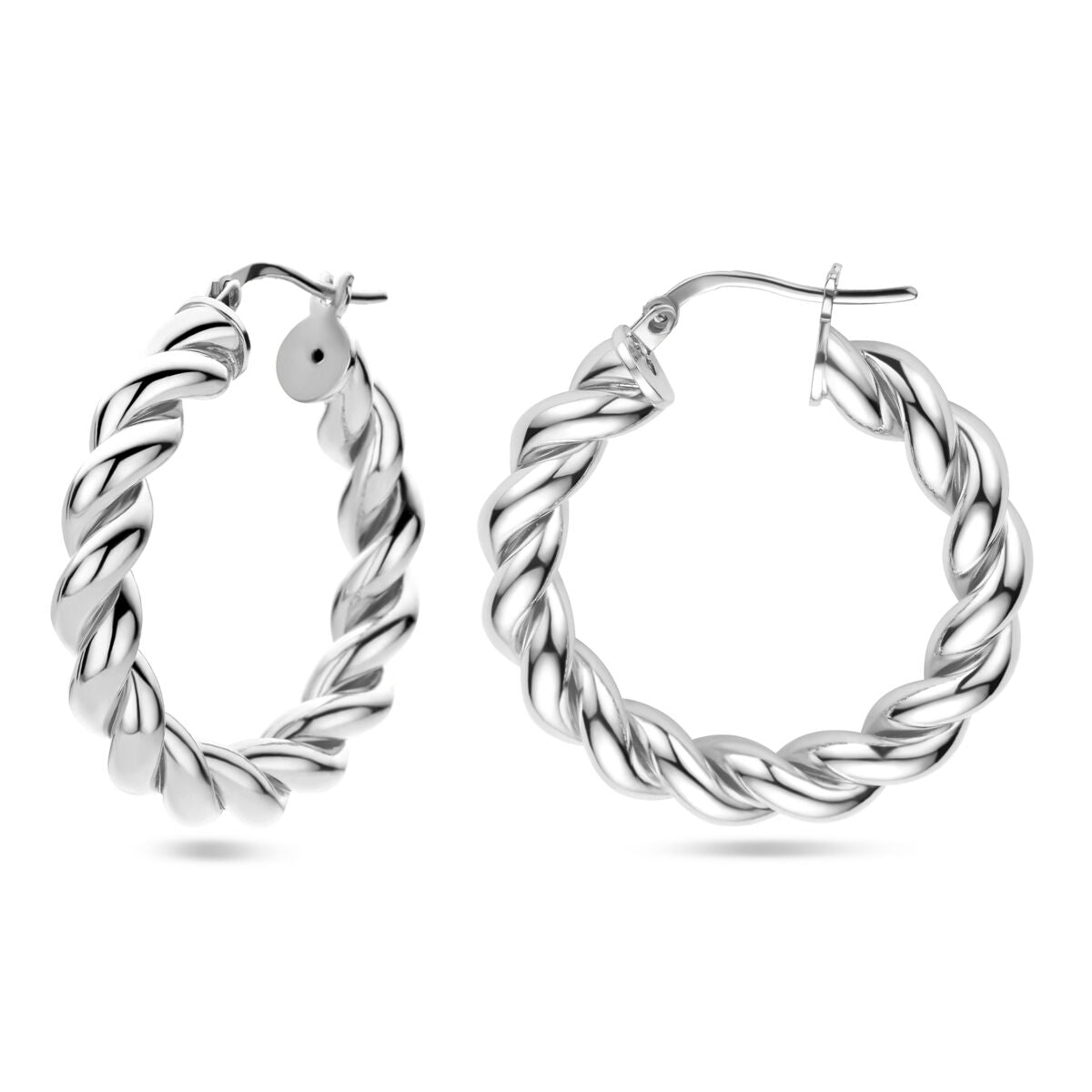earrings twisted silver rhodium plated