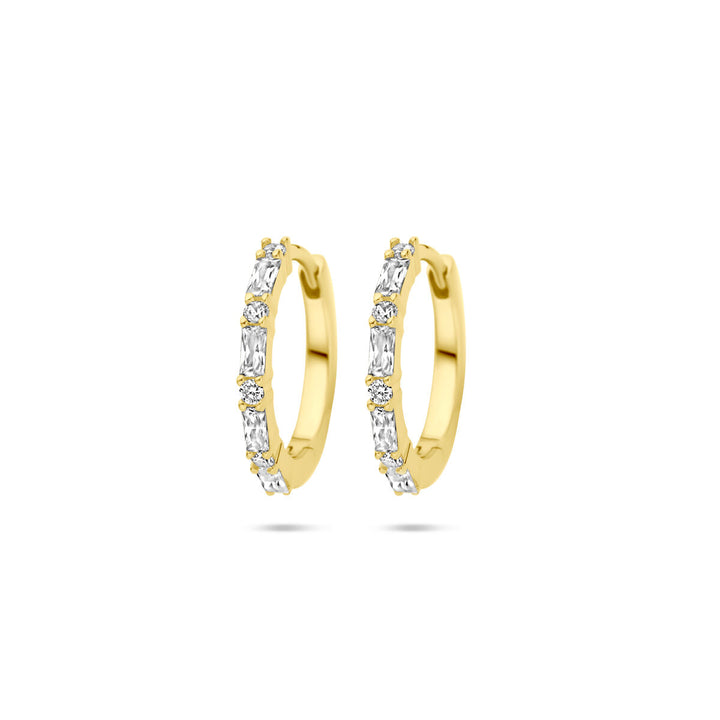 klapoorringen zirkonia 15 mm 1 micron zilver verguld (geel)