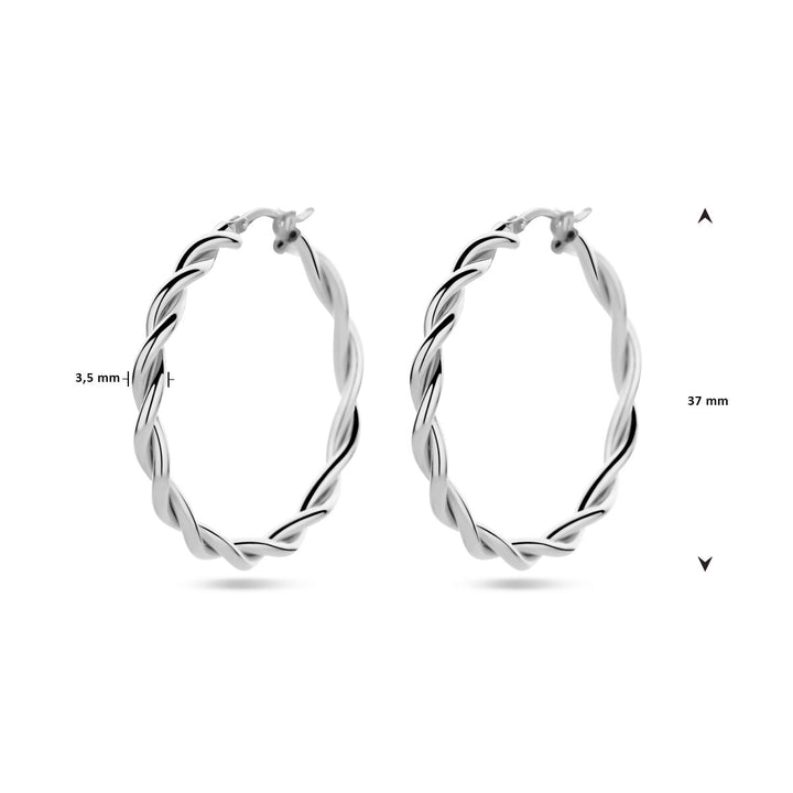 oorringen 3,5 mm gedraaide buis zilver gerhodineerd