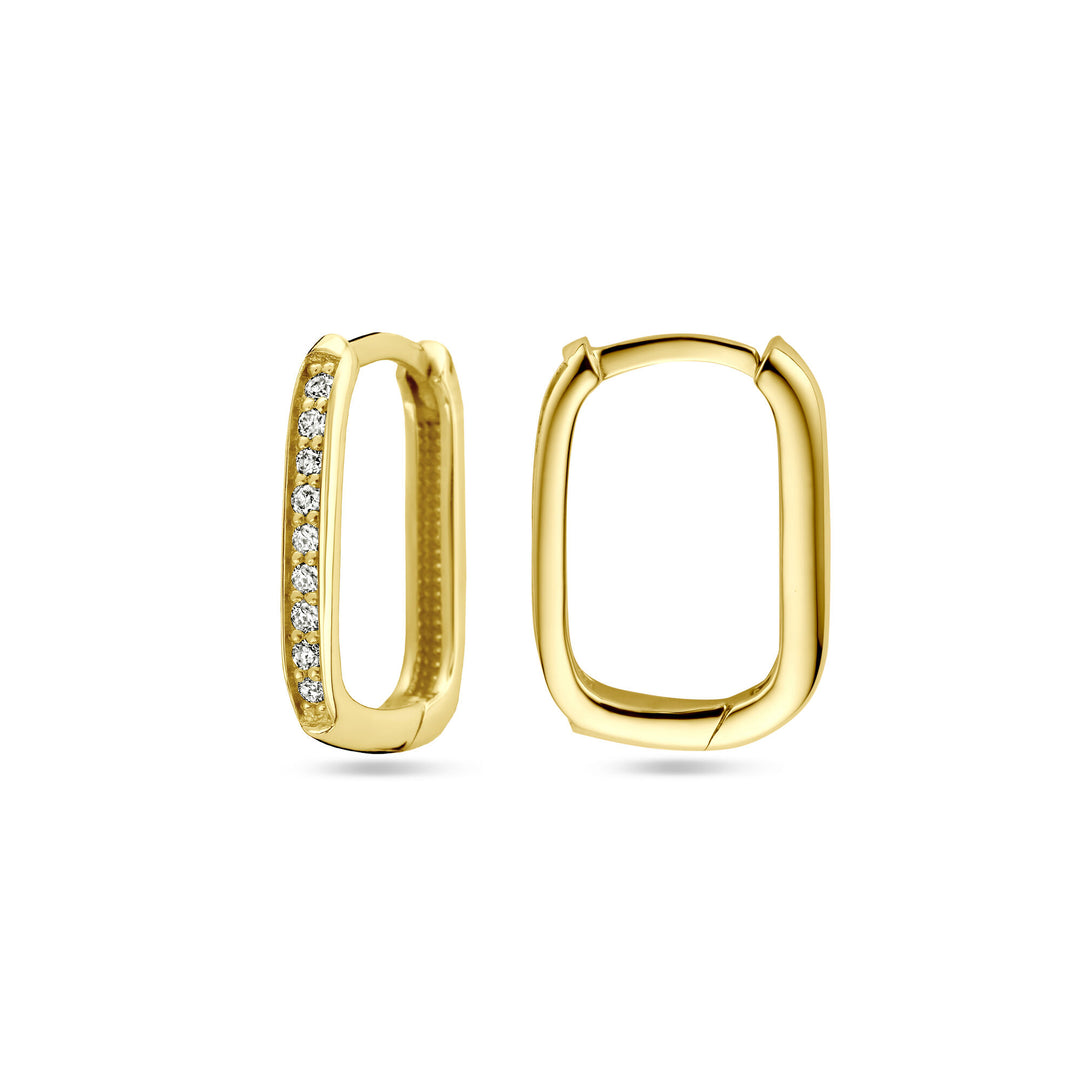 klapoorringen diamant 0.14ct (2x 0.07ct) g si 14K geelgoud