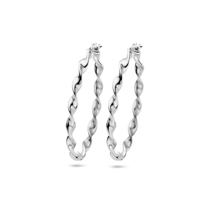 earrings twisted silver rhodium plated