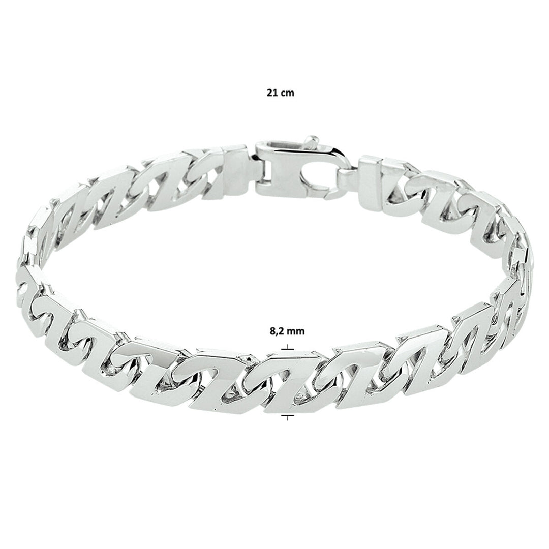 Silver bracelet men's gourmette 8.2 mm rhodium plated