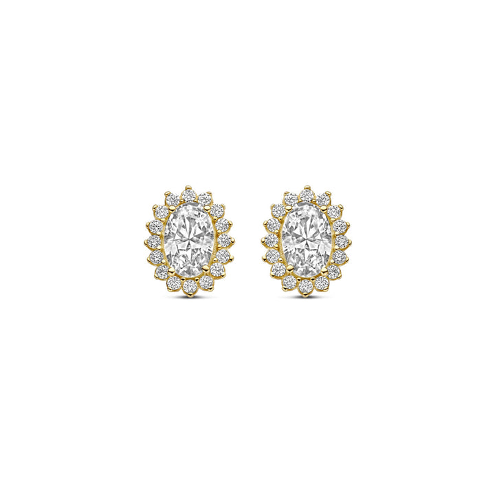 oorknoppen zirkonia 9 mm 14K geelgoud