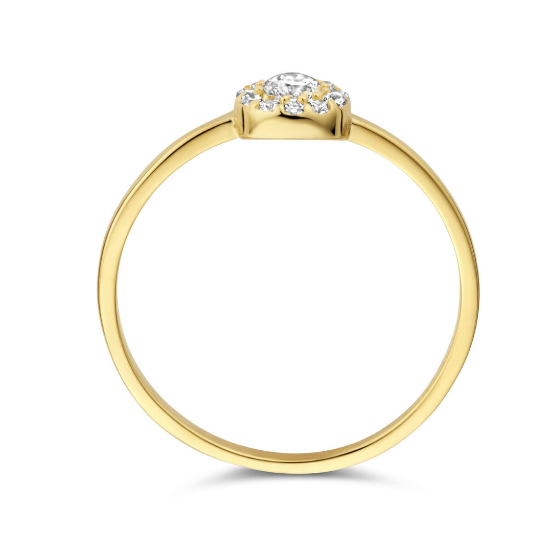 Ring Zirkonia Halo 14K Gelbgold