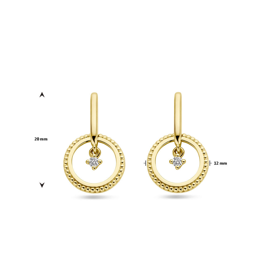 earrings circle diamond 0.06ct (2x 0.03ct) h si 14K yellow gold