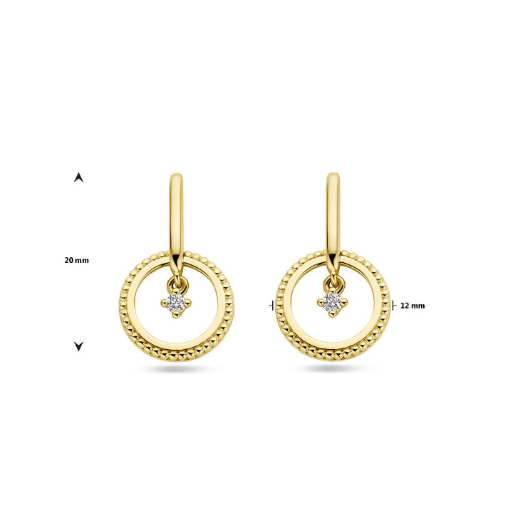 earrings circle diamond 0.06ct (2x 0.03ct) h si 14K yellow gold