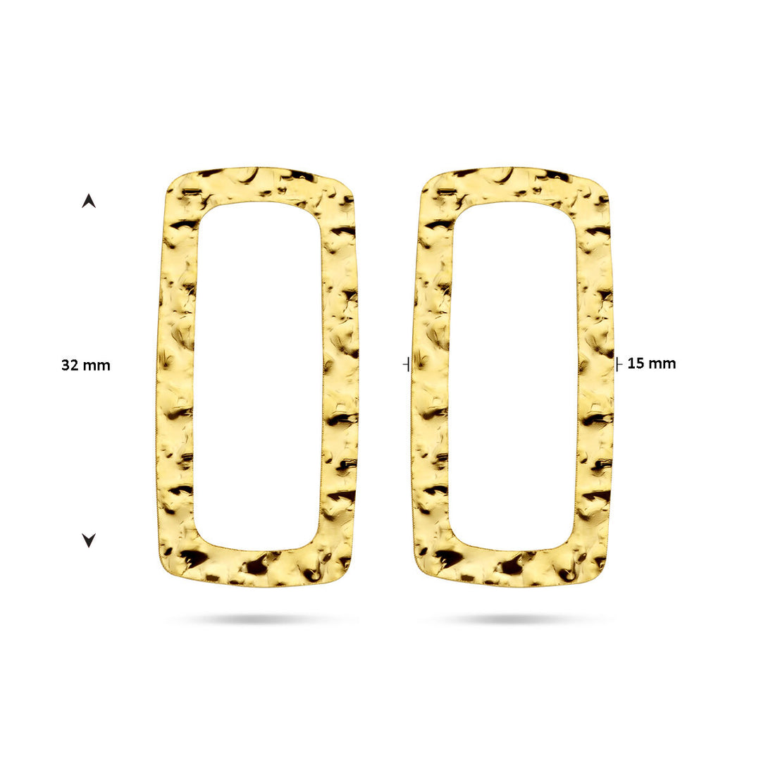 ear studs hammered 1 micron silver gold plated (yellow)