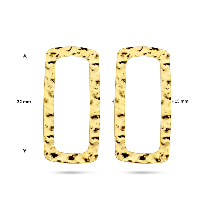 ear studs hammered 1 micron silver gold plated (yellow)