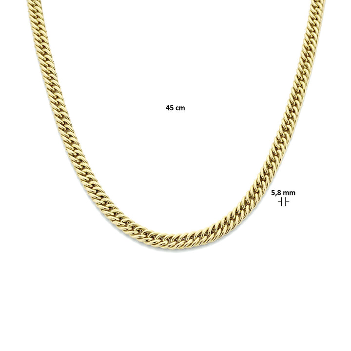 collier gourmette 5,8 mm 45 cm met groot springslot 18K geelgoud