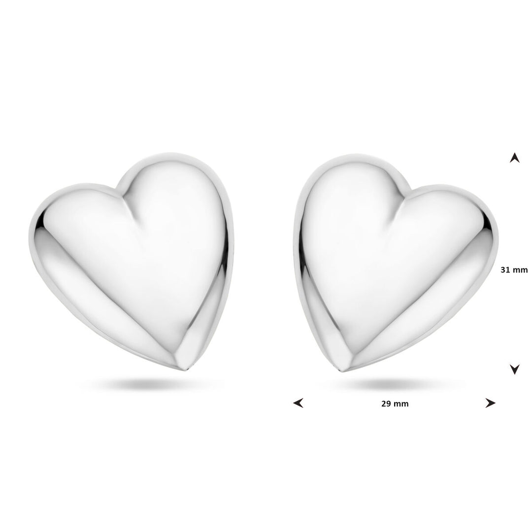 Van der Kooij Collection - ear studs heart 31 mm silver rhodium plated