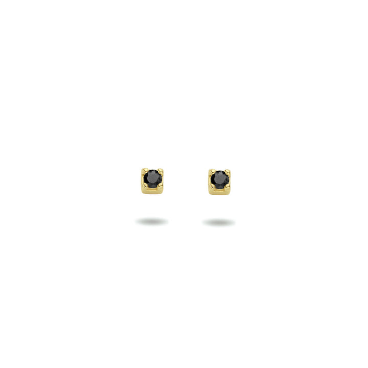 Ohrstecker schwarzer Zirkonia 14K Gelbgold
