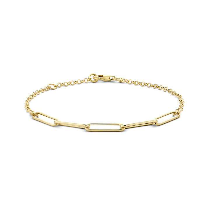 Armband Jasseron und Büroklammer Rundrohr 4,0 mm 17 - 19 cm 14K Gelbgold
