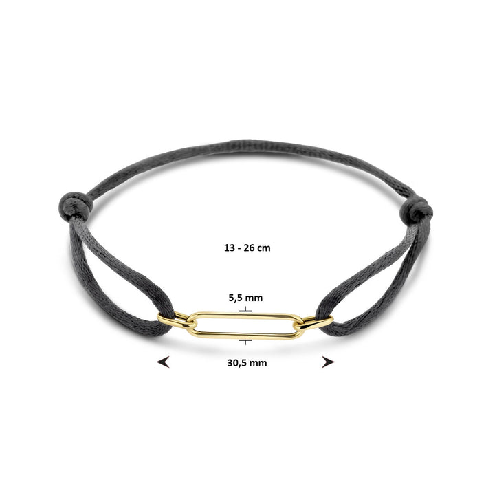 armband satijn 14K goud met rubber/nylon/leer