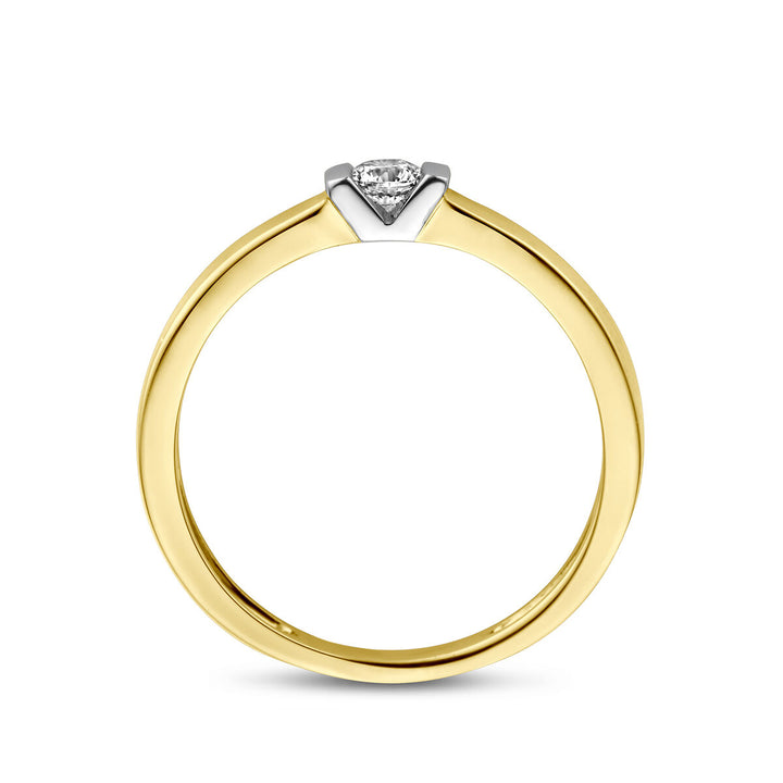 ring zirconia 14K bicolor gold yellow/white 