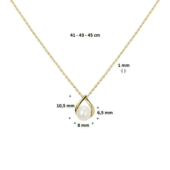 Perlenkette 41 - 43 - 45 cm 14K Gelbgold