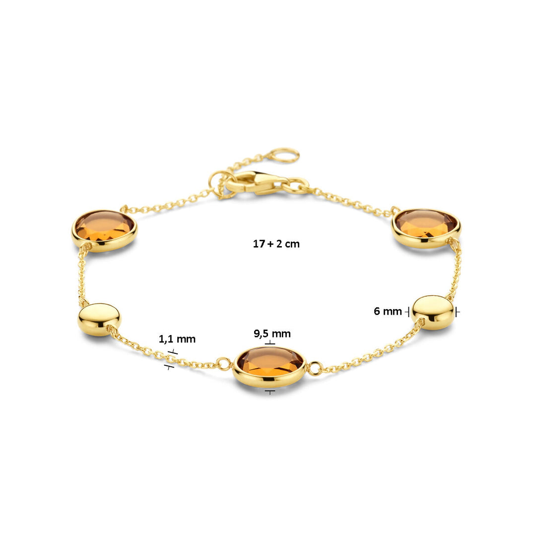 Gold bracelet ladies citrine 14K
