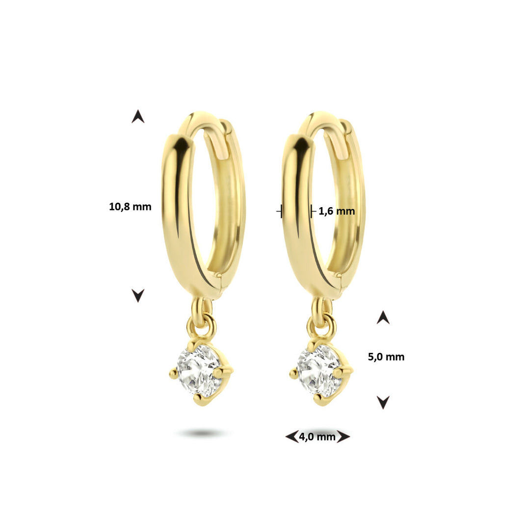 drop earrings zirconia 14K yellow gold