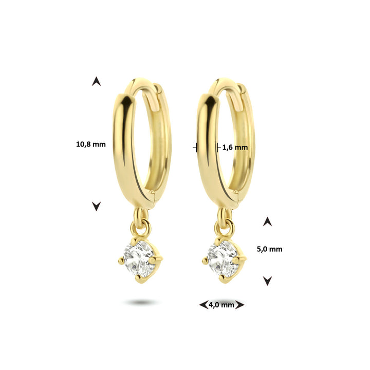 drop earrings zirconia 14K yellow gold